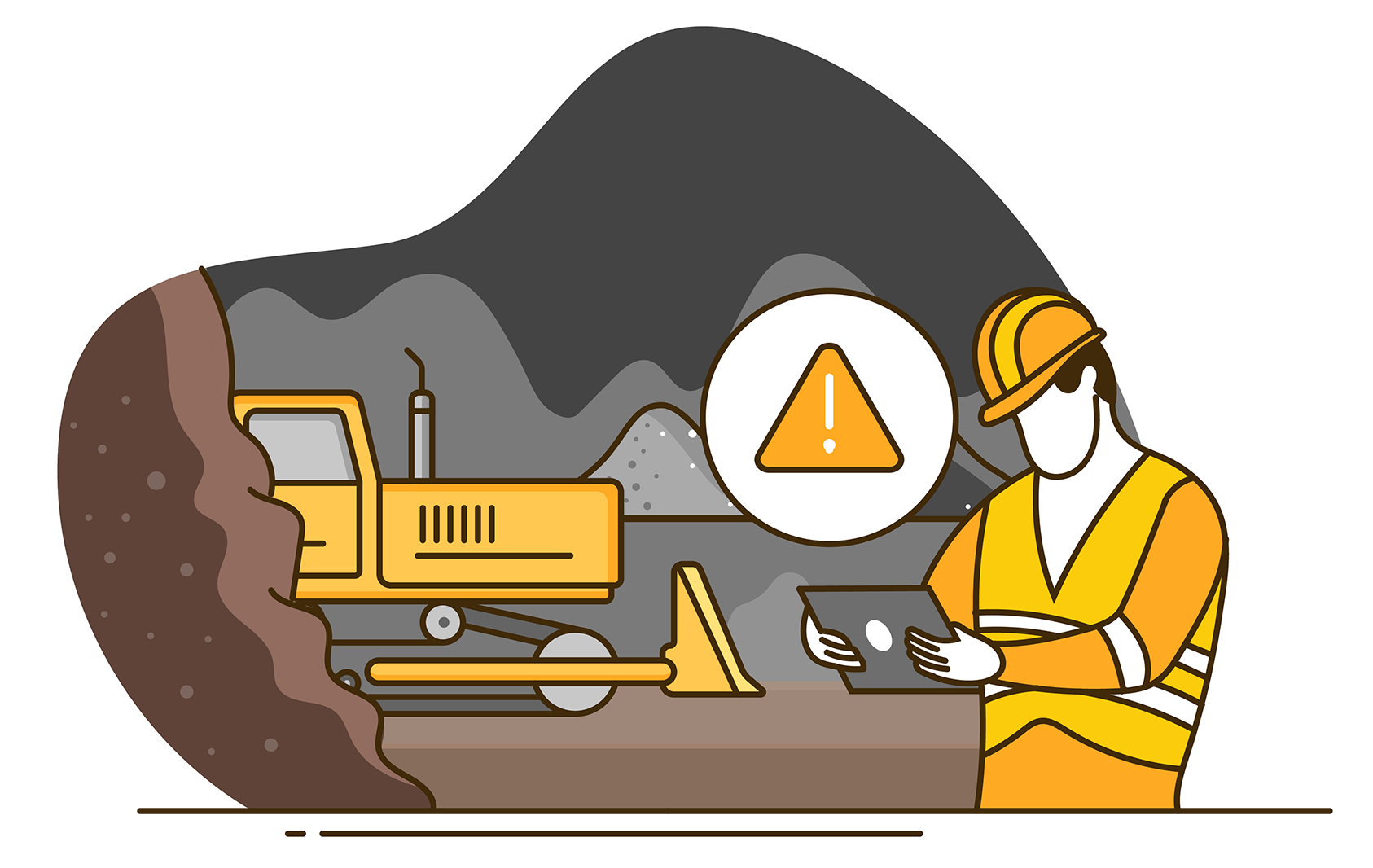 Safety-Manager-Safety-person-inspecting-mining-accident-incident-with-iPad